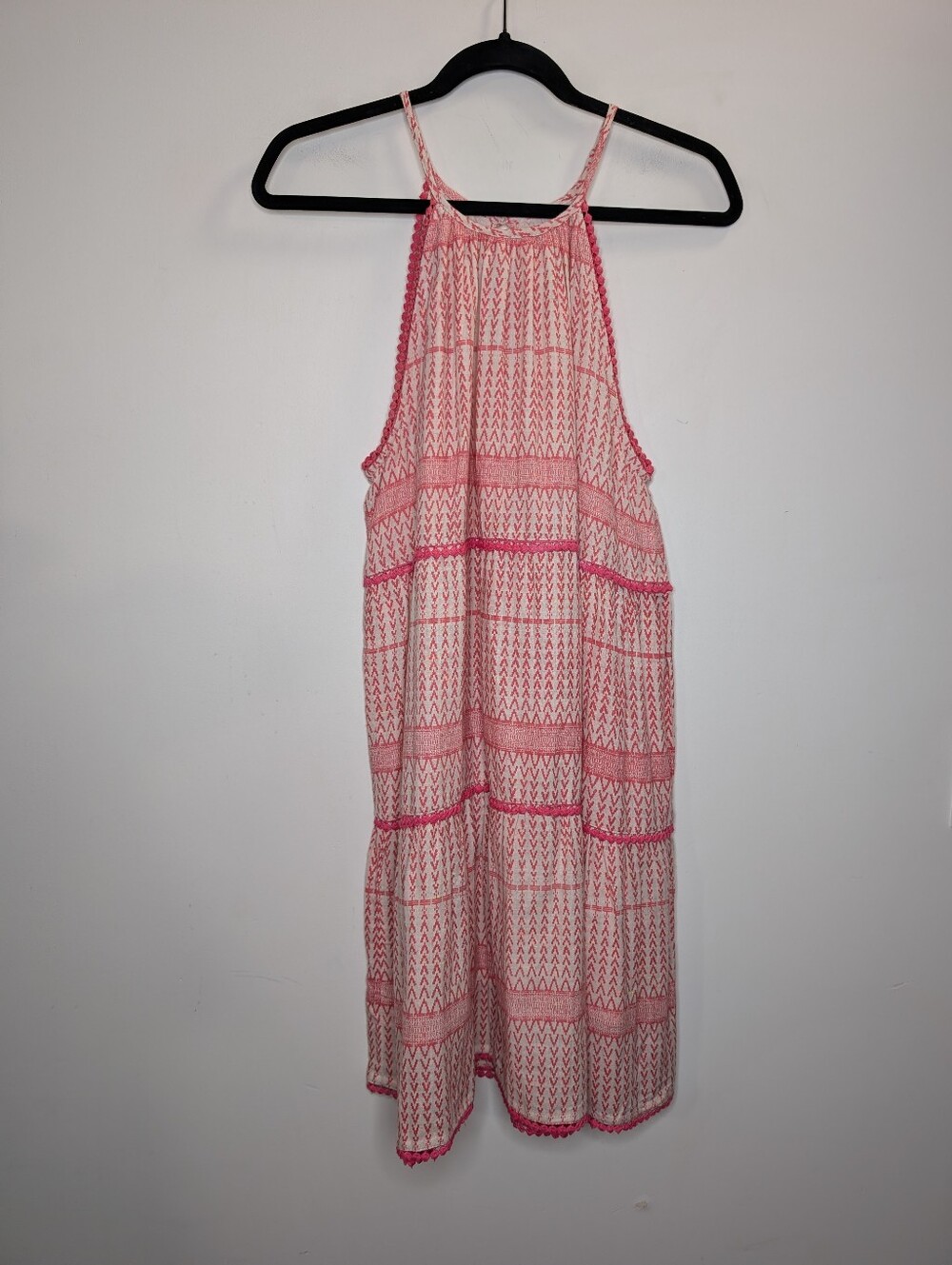 The Impeccable Pig Pink Boho Tiered Halter Swing Dress Medium - Picture 2 of 7